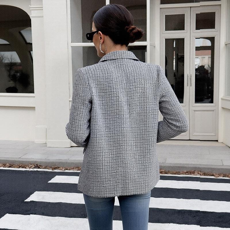 2026 Autumn/Winter Women's Slim-Fit Millefiori Brown Houndstooth Suit Jacket