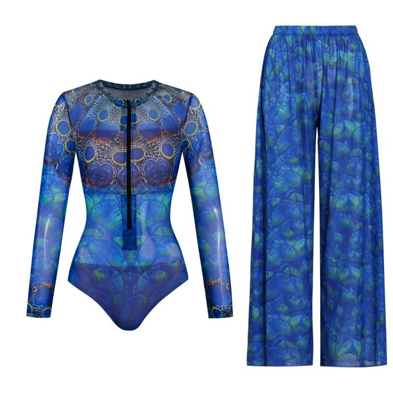 Costume da Bagno Solare Donna Alta Elasticità Ispessito Rete Pantaloni Larghi Costumi da Bagno Europei e Americani Fitness Intero