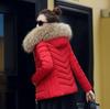 Women's large fur-collared cotton-padded clothes, short hooded slim-fitting cotton-padded jackets, multi-color optional winter women's thickened cotto