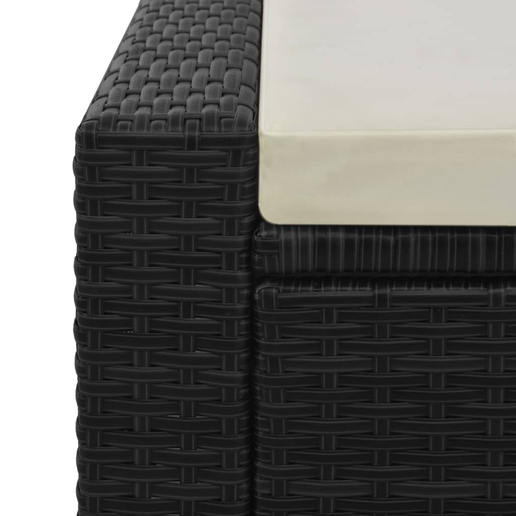 Double Sun Lounger Poly Rattan Black