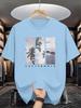 Summer Unisexs 100 Pure Cotton Casual Fashion Beach Vacation Style Printed Loose Sports Round Neck Short Sleeved Tshirt Top