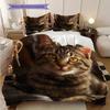 Tabby Cat Pattern Bedding Quilt Set Quilt Cover Pillowcase Home Decoration Birthday Gift (1 * duvet cover + 2 * pillowcase, without core)