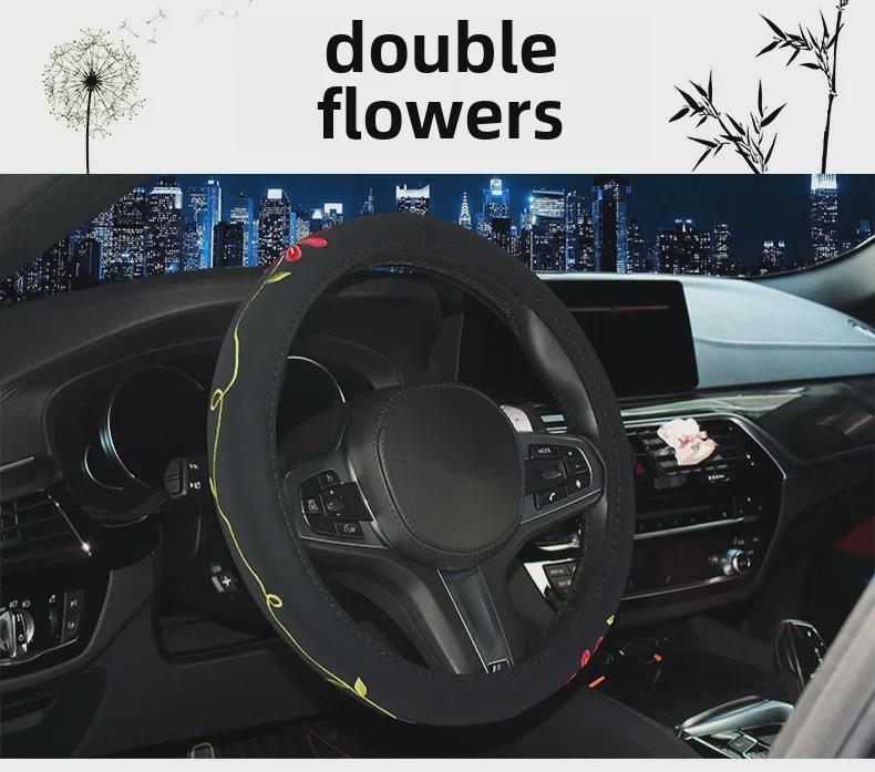 Universeller bestickter Lenkradbezug für Männer und Frauen - Ganzjahres-Autoinnendekor