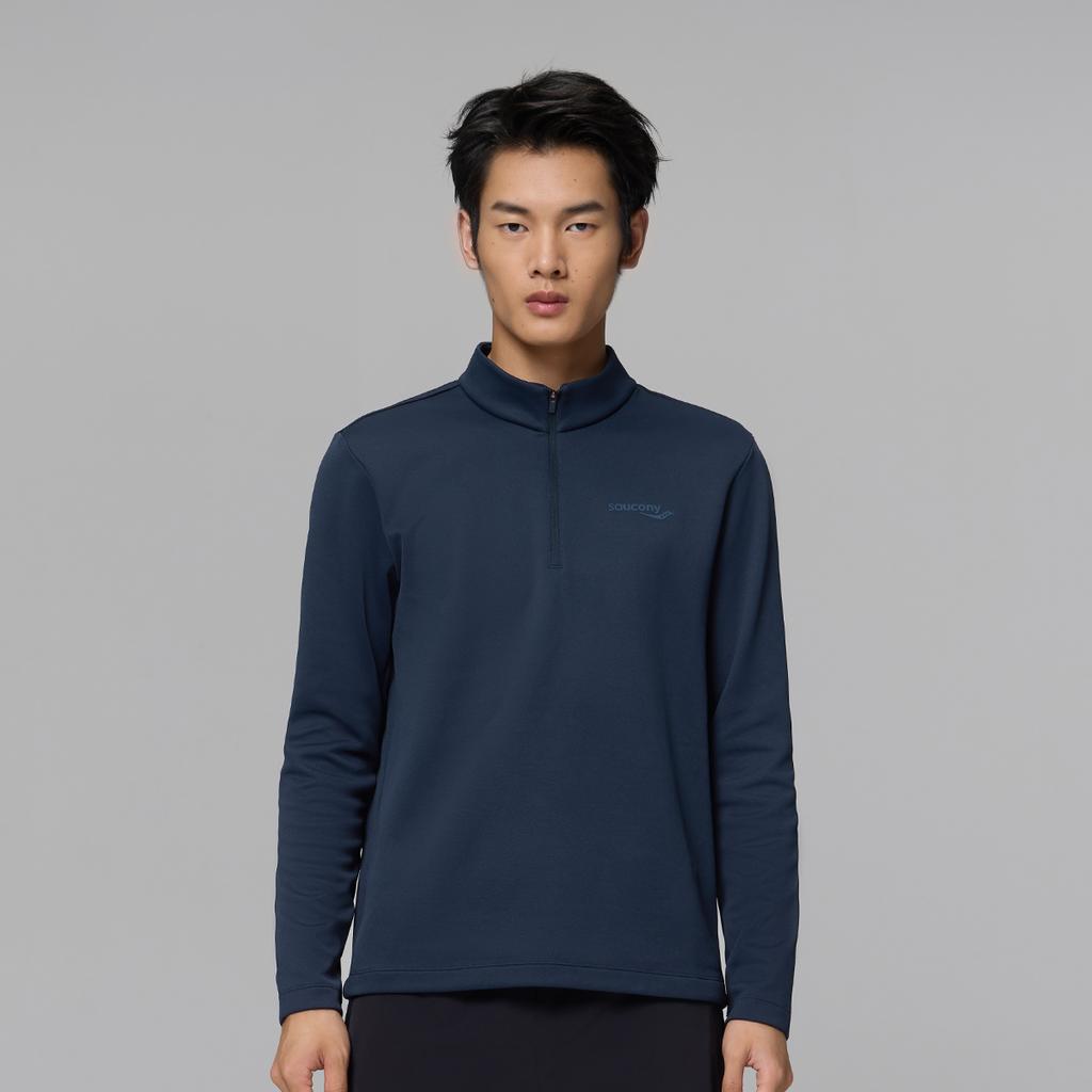 Saucony Urban Commuting Soft Stretch Comfortable Long Sleeve T-Shirt Men Tops Deep-Blue SC2240022A-DA16