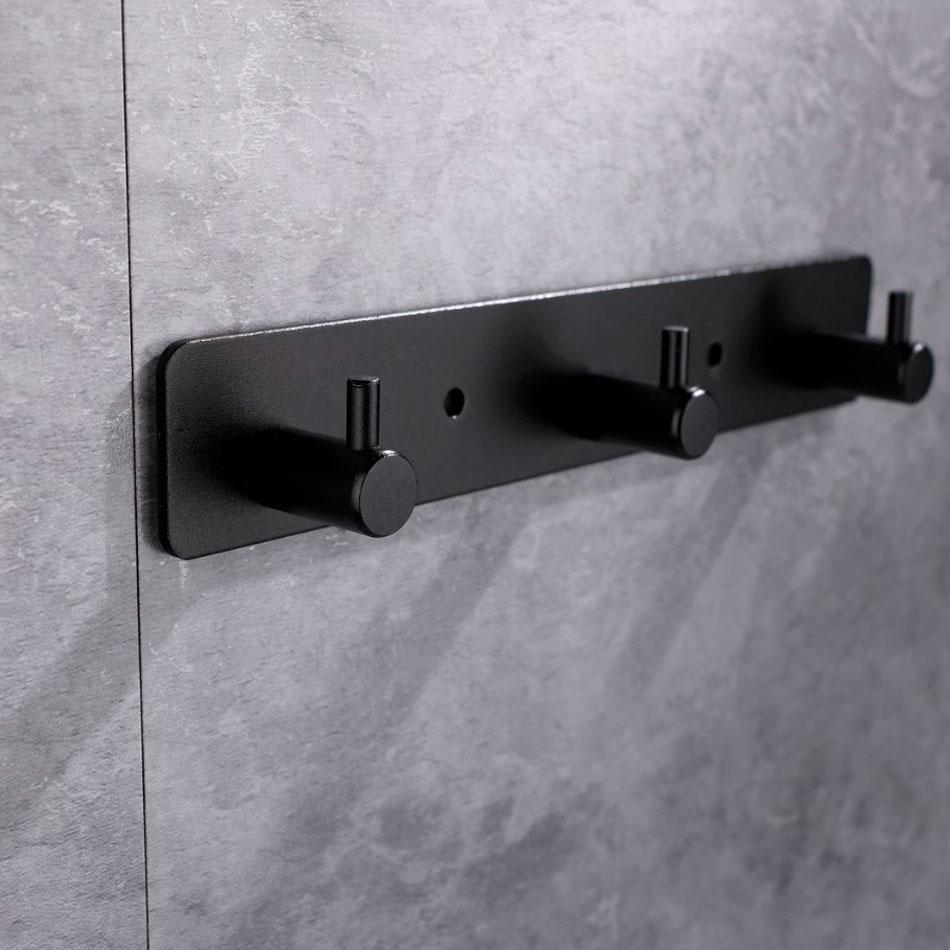 Gancio per Bagno Adesivo Oro Opaco Nero Cucina Lavatoio Montaggio a Parete 2 3 4 5 Ganci per Accappatoio Asciugamano Portaoggetti per Vestiti Alluminio