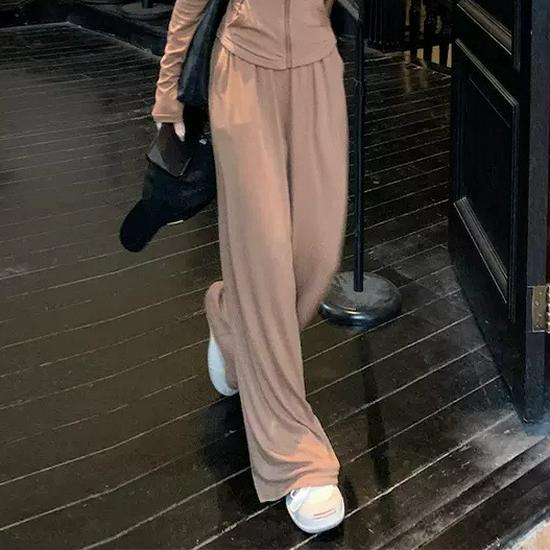 

Spring & Autumn Influencer Hooded Cardigan + Wide-Leg Pants Set for Women XL 60.5-67.5kg