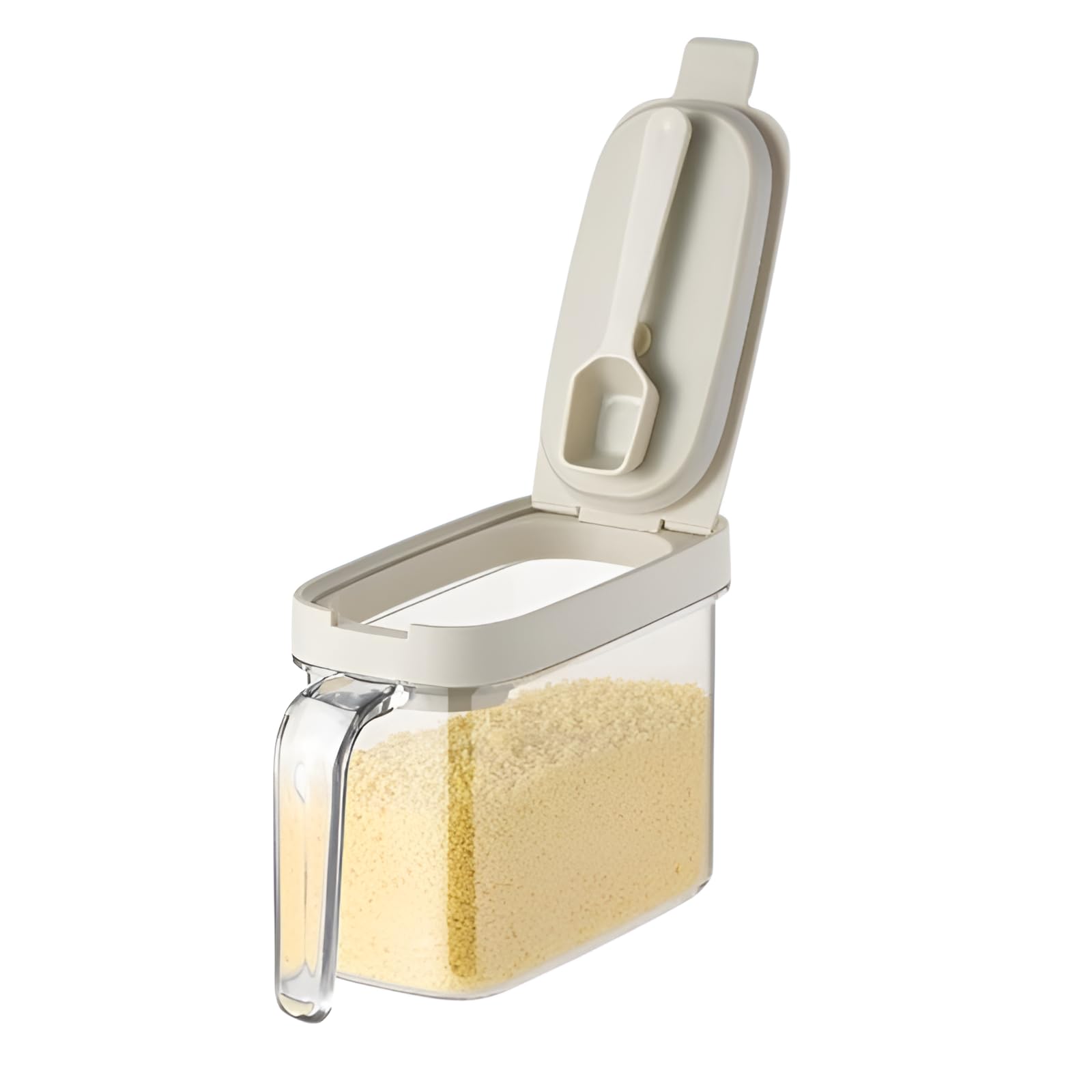

[JUELREOU] Seasoning Container, Airtight, Moisture-proof, Magnetic Lid, Built-in Spoon, Scandinavian Style, Space-saving, Automatic Opening and Closin