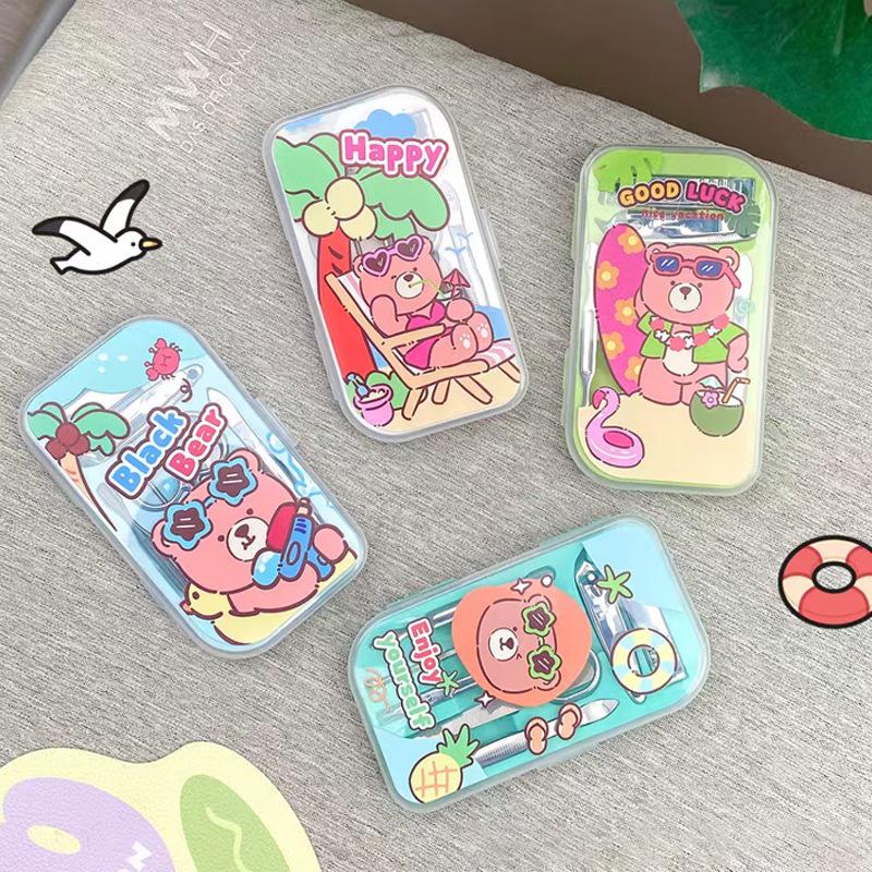 PP Box Cute Cartoon Manicure Set, Stainless Steel Nail Clippers, 7-Piece Kit for Girls