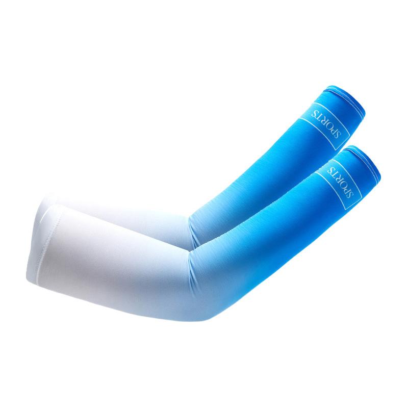 

UV Solar Arm Sleeves for Men Women Driving Arm Warmers Cycling Cool Muff Summer Sleeve Gradient Color Summer Ice Silk Arm Cover M синий