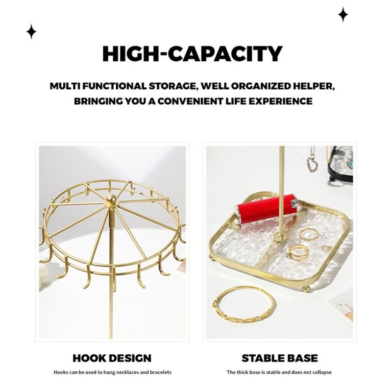Rotating Jewelry Display Stand Detachable Acrylic Metal Organizers for Necklaces Bracelets Earrings 360 Degree Showcase