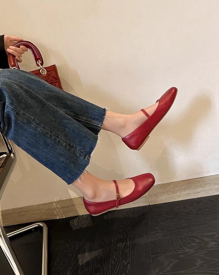 Fashion Retro Style Square Toe Women's Mary Jane Shoes Elegant Shallow Dress Flats Leather Footwear for Ladies 2025