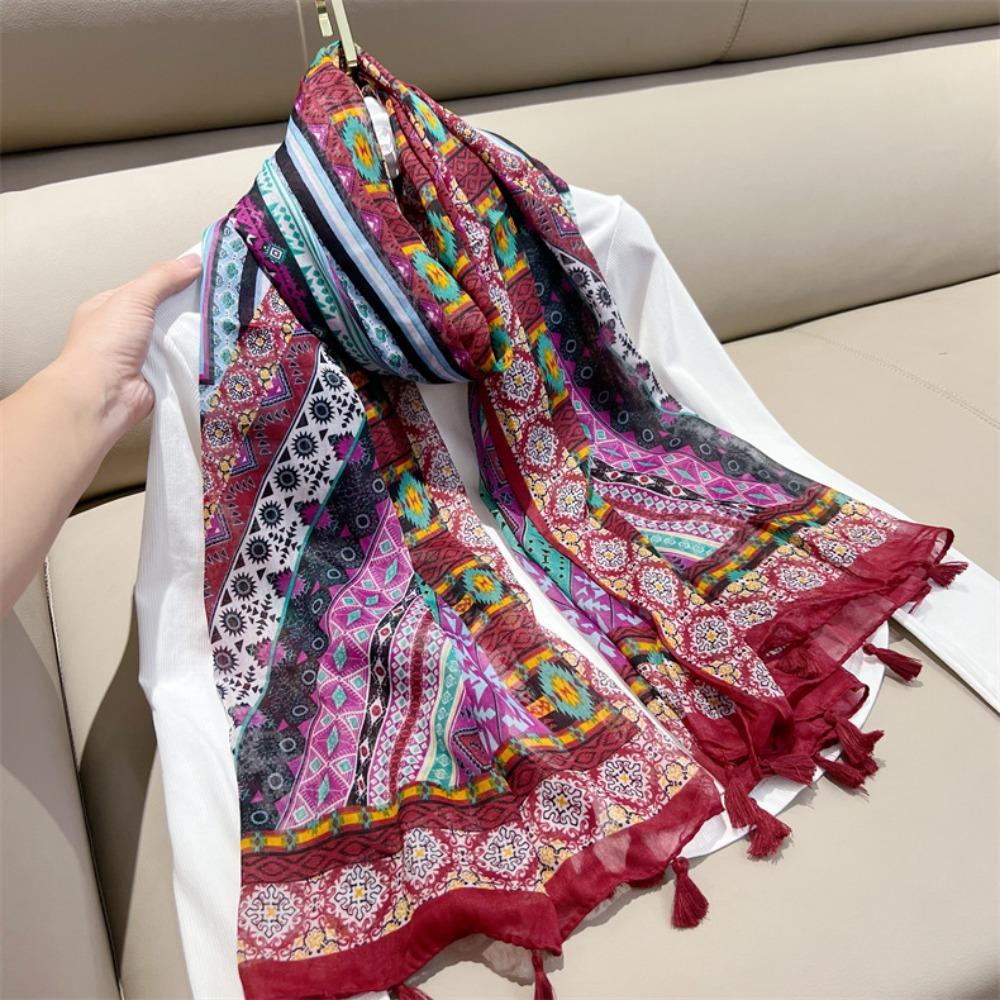 Cashew Print Women Tassel Scarf National Style Bohemian Shawl Fashion Travel Scarves  Winter Warm