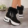 Fashion Shoes Female 2024 New Side Zip Women's Boots Winter Round Toe Plush Fleece for Warmth Short Barrel Platform Wedge Snow Boots