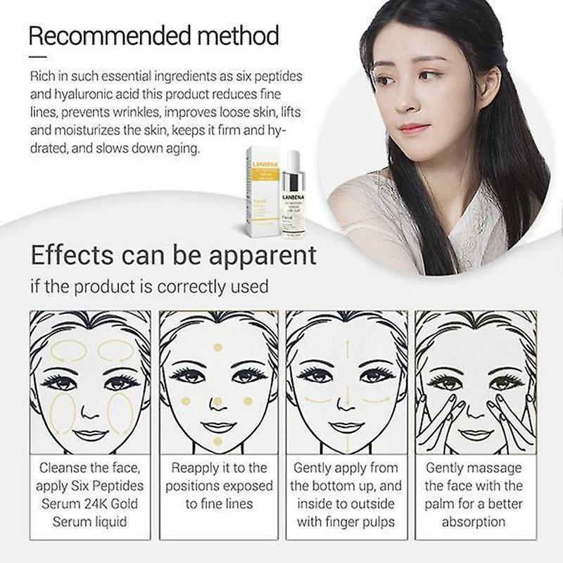 Six Peptides 24k Gold Collagen Hyaluronic Acid Anti-Aging Skin Care Serum 15ml