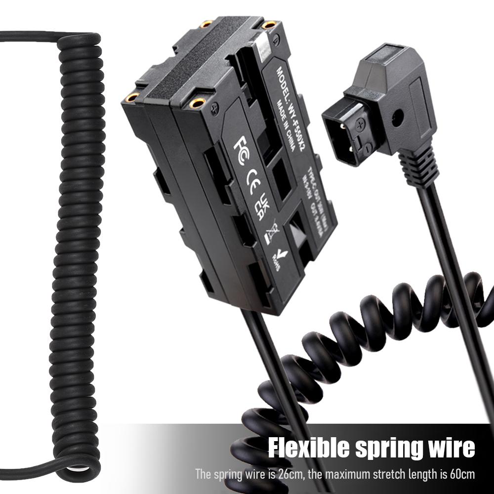 D-Tap To Dual-sided NP-F550 Dummy Battery + Type-C To DMW-DCC17 Dummy Battery Coiled Cable DC
