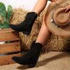 Women's Retro Suede Tassel Ankle Boots, Flat Short Boots, Plus Size Fall Winter Shoes