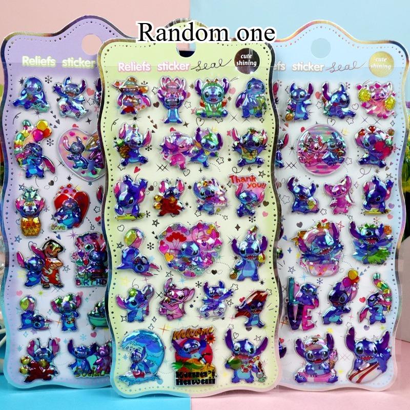 Cute Cartoon Disney Stitch 3D Resin Stickers Anime Themed DIY Scrapbooking Decoration Gifts Collectible Kids Toys Birthday Gift