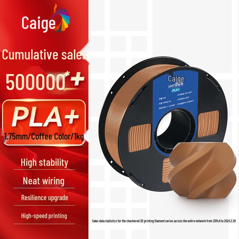 Caige 3D Printer PLA+ Filament 1.75mm CN plug (adapter included)