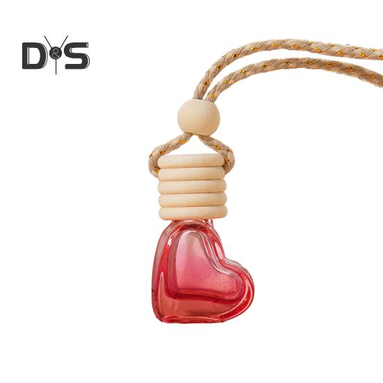 

6 мл автомобильный многоразовый флакон для духов украшения красочная любовь в форме сердца деревянная крышка прозрачное стекло ароматерапия эфирное масло пустая бутылка подвесной кулон