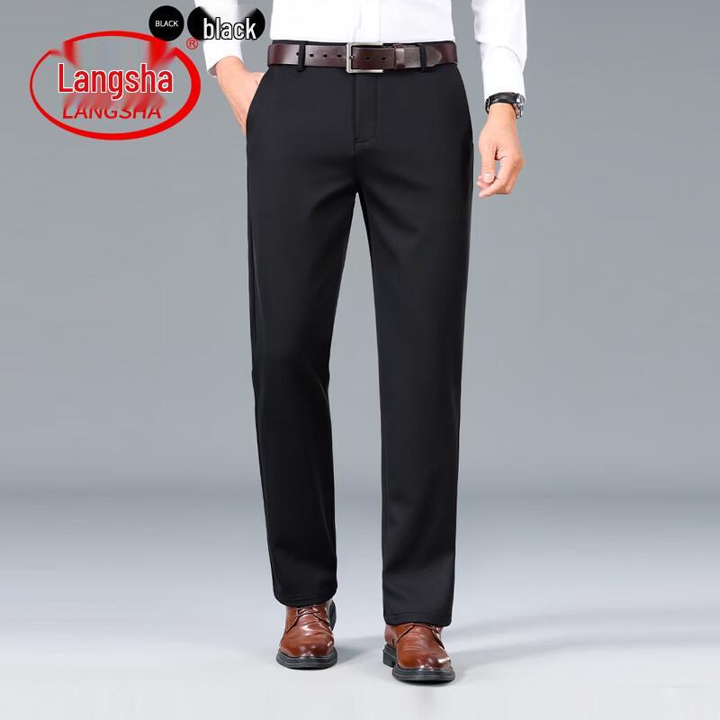 LangSha Men s Casual Anti-Wrinkle Straight-Leg Business Pants 31