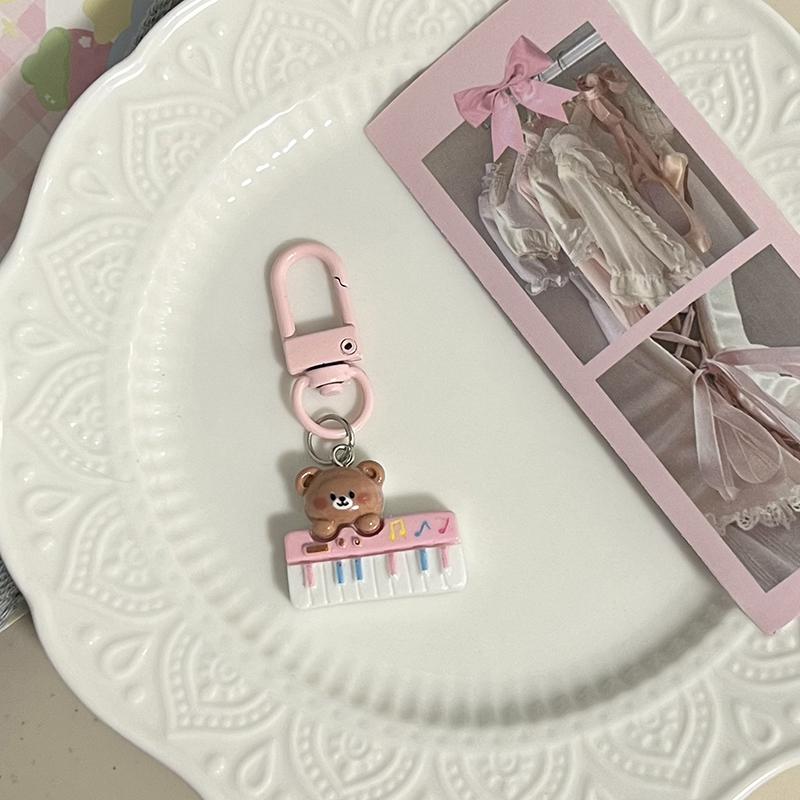 

Милый розовый музыкальный брелок в виде медведя для женщин и девочек, шнурок с защитой от потери, изысканный креативный брелок для ключей, украшение на сумку, идеальный подарок