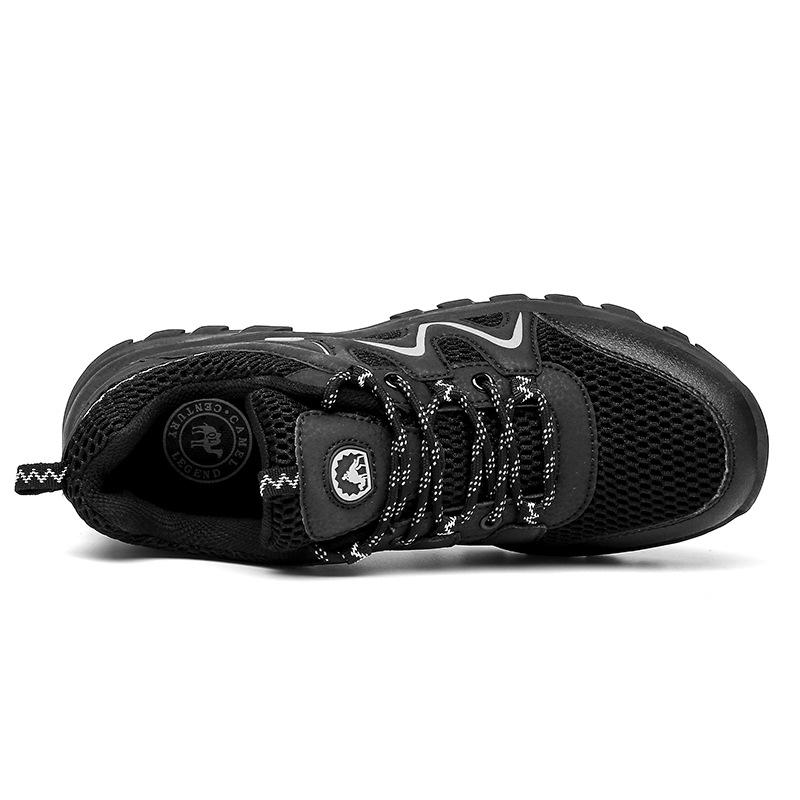 Large size outdoor shoes sports hiking shoes summer mesh breathable ultra-light low-top hiking shoes black
