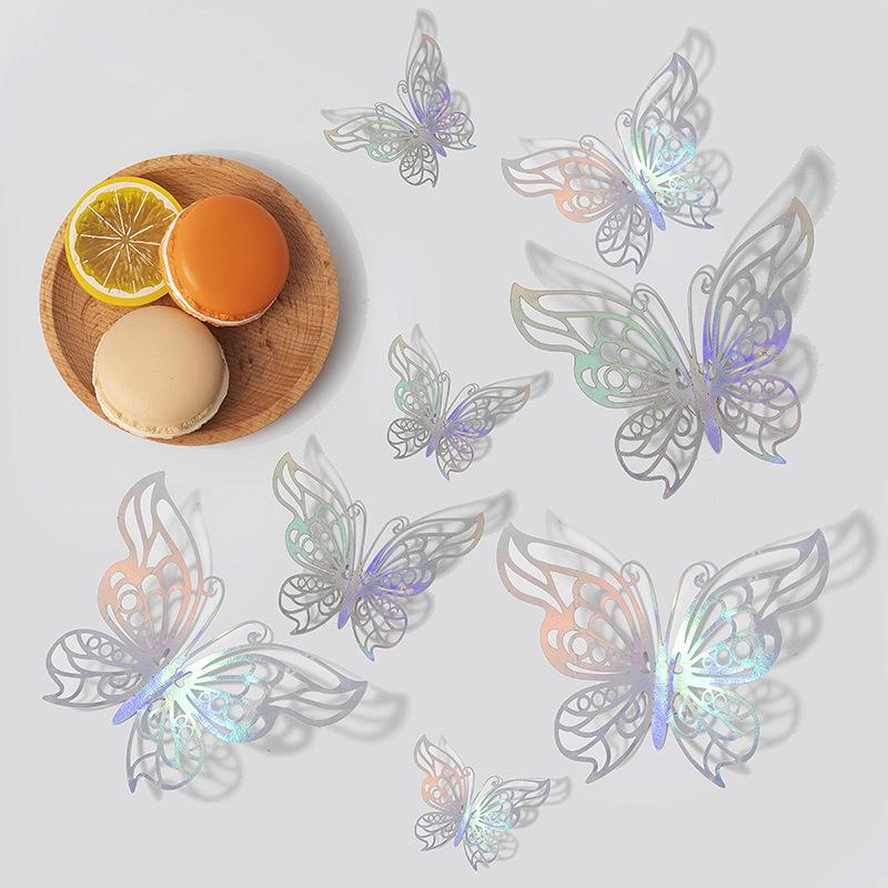 12Pcs/Set 3D Hollow Butterfly Wall Sticker Gold Silver Rose Wedding Decoration Living Room Home Decor Butterflies Decal Stickers KTY