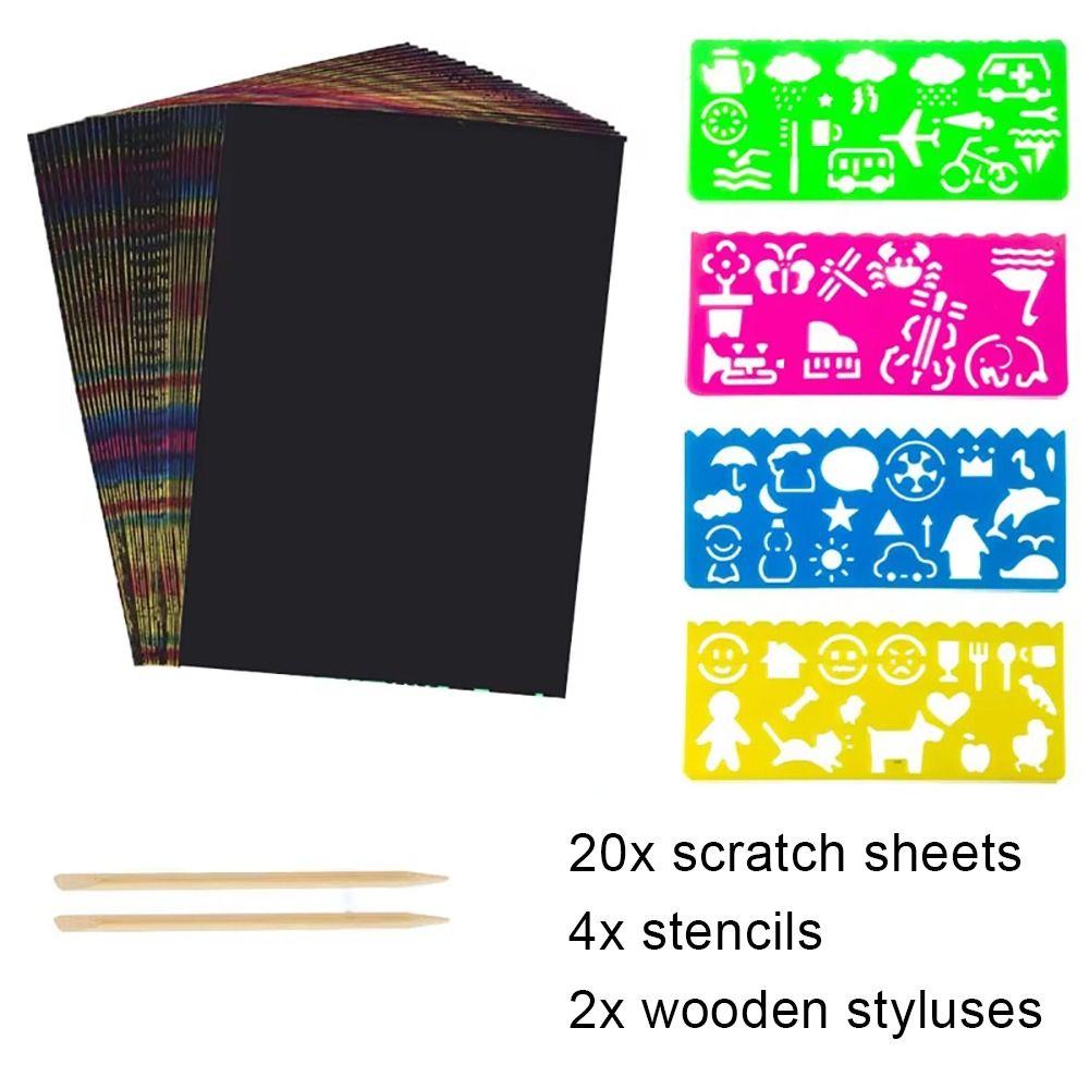 Papel para rayar de 16/32K con palo de bambú, 20 unidades, kit de pintura artística, papel de dibujo duradero