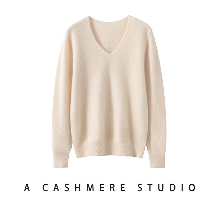 2026 New Autumn Winter Women's Pure Cashmere V-neck Sweater - Loose, Versatile Knitwear