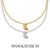 MamacitaSlay 316L Stainless Steel Letter Pendant Necklace Waterproof 18K Gold Plated Neck Jewelry Women's Minimalist Necklace