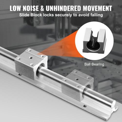 VEVOR Linear Guide Rail Set, SBR20 1500mm, 2 PCS 59 In/1500 Mm SBR20 Guide Rails and 4 PCS SBR20UU Slide Blocks