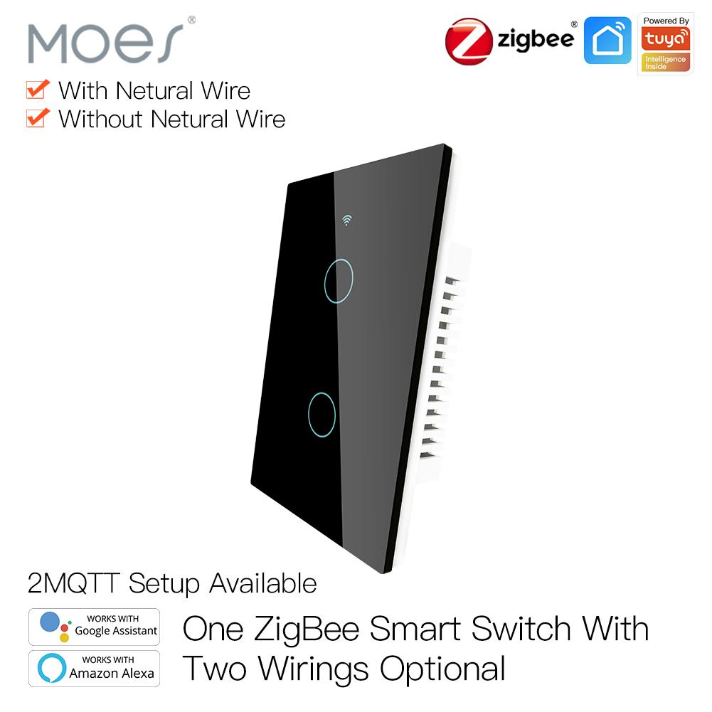 ZigBee Wall Touch Smart Light Switch with Neutral Wire/No Neutral Wire,No Capacitor Needed Smart LifeTuya 2/3 Way Muilti-Control