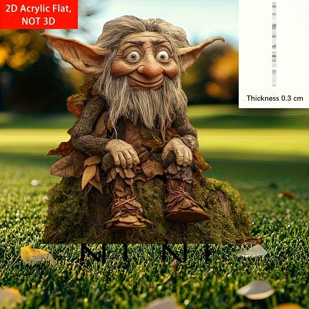 2D Flat 1Pc Sitting Gnome Acrylic Garden Stake, Multifunctional Outdoor Decor For Lawn Patio, St. Patrick's Day Valentine Easter Ramadan Decoration