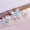 Blue Breath Enamel Dripping Oil Liquid Butterfly Series Open Ring Niche High-End Light Luxury Irregular Ring