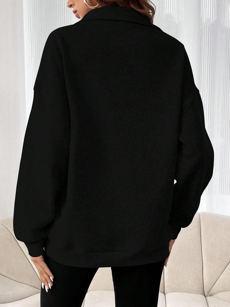 2025 Euro-American Cross-border Half-zip Long-sleeve Loose One-piece Hoodie for Autumn/Winter