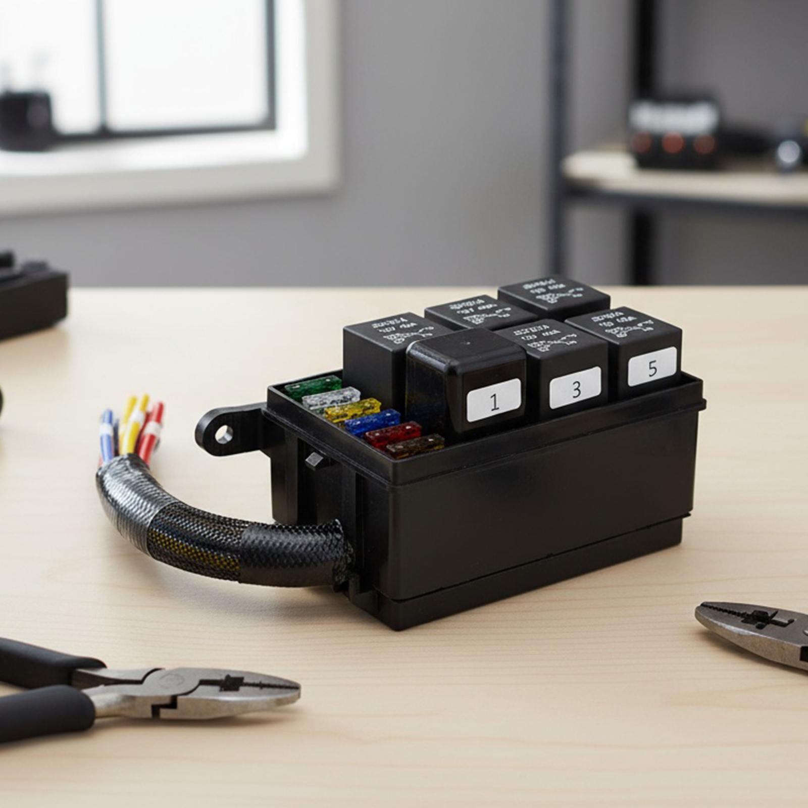 6-Way 12V Car Fuse & Relay Box Multi-Purpose Plastic Control Module Automotive Universal Relay Block Automotive Accessories United States