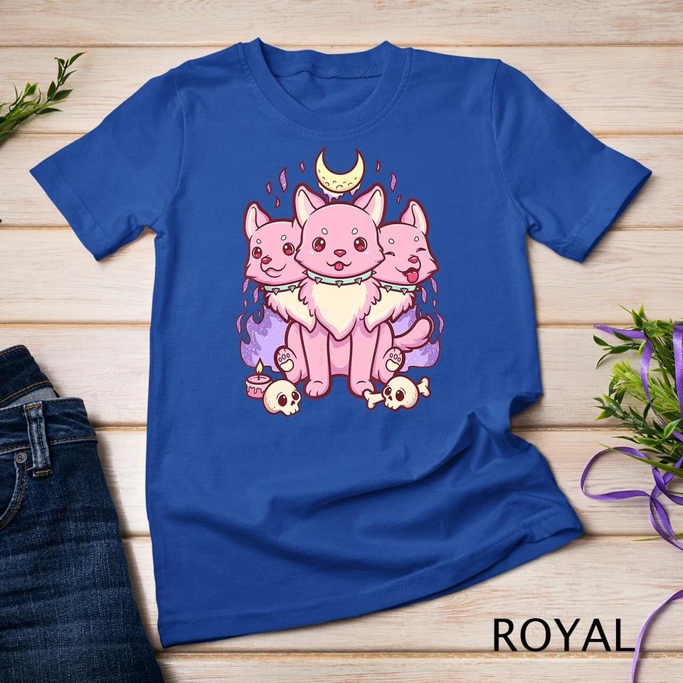 Kawaii Pastel Goth Cute Creepy 3 Headed Dog Unisex T-shirt 9 L
