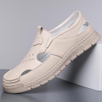 Sandalen Herren Oberleder Schuhe hohl und atmungsaktiv Slipper zum Hineinschlüpfen mit weicher Sohle Herrenschuhe Tide 2025