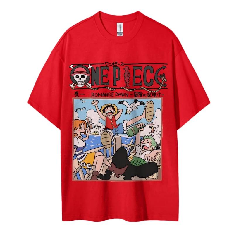 ONE PIECE Peripheral Products Men's 2025 Summer Casual Oversized Tee Breathable Cotton Daily Lounging and Comic Themed Parties