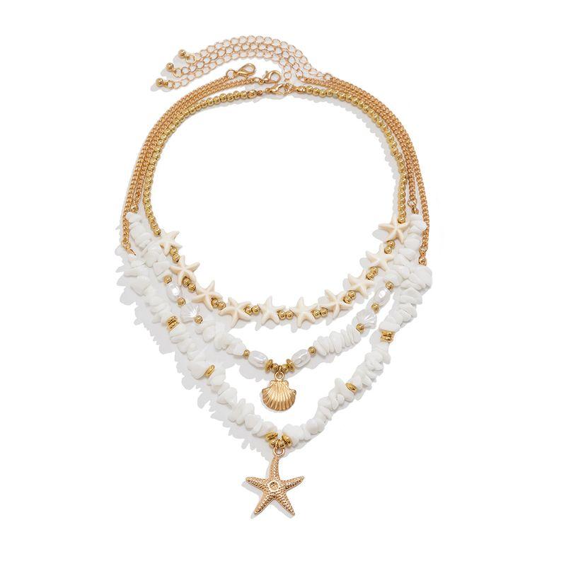 Fashion Trendy Jewelry Fashion Stylish Niche Design Retro Baroque Shell Starfish Necklace Clavicle Chain