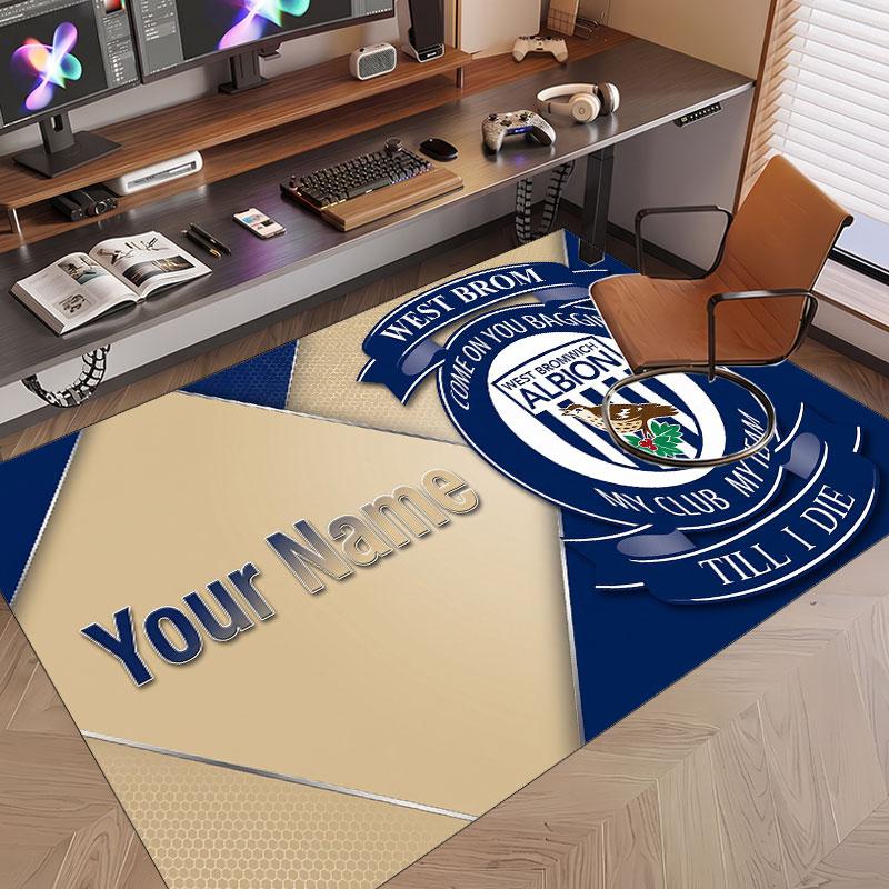 Custom Rug West Bromwich Albion Pattern Print Name Text Soft Non‑Slip Floor Carpet for Home Indoor Decoration