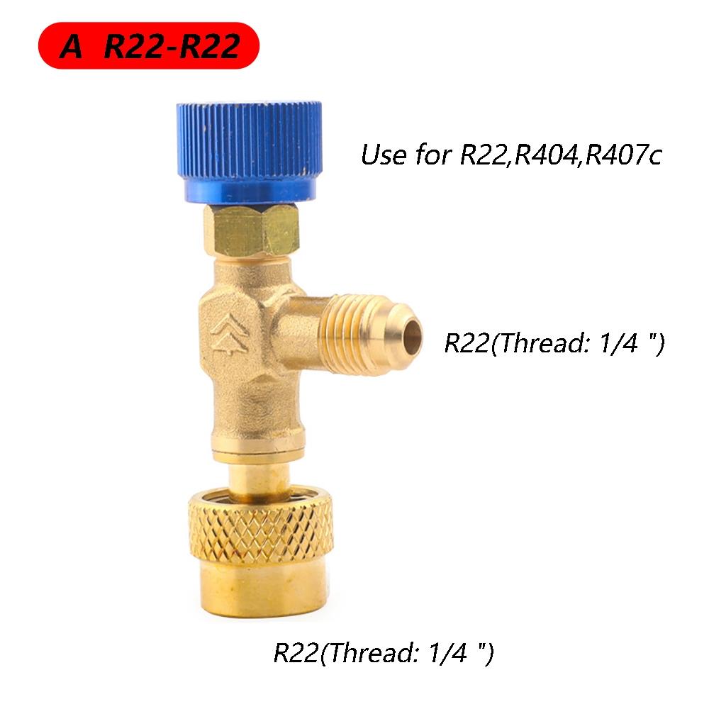 R410a R22 Refrigeration Tool Air Conditioning Safety Valve Adapter 1/4" 5/16" Inch Male/Famale Thread Charging Hose Valves