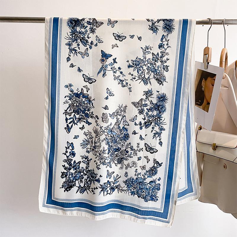 New Chinese antique cotton and linen shawl spring versatile temperament cotton and linen silk scarf women s air-conditioned room warm shawl 70*180cm