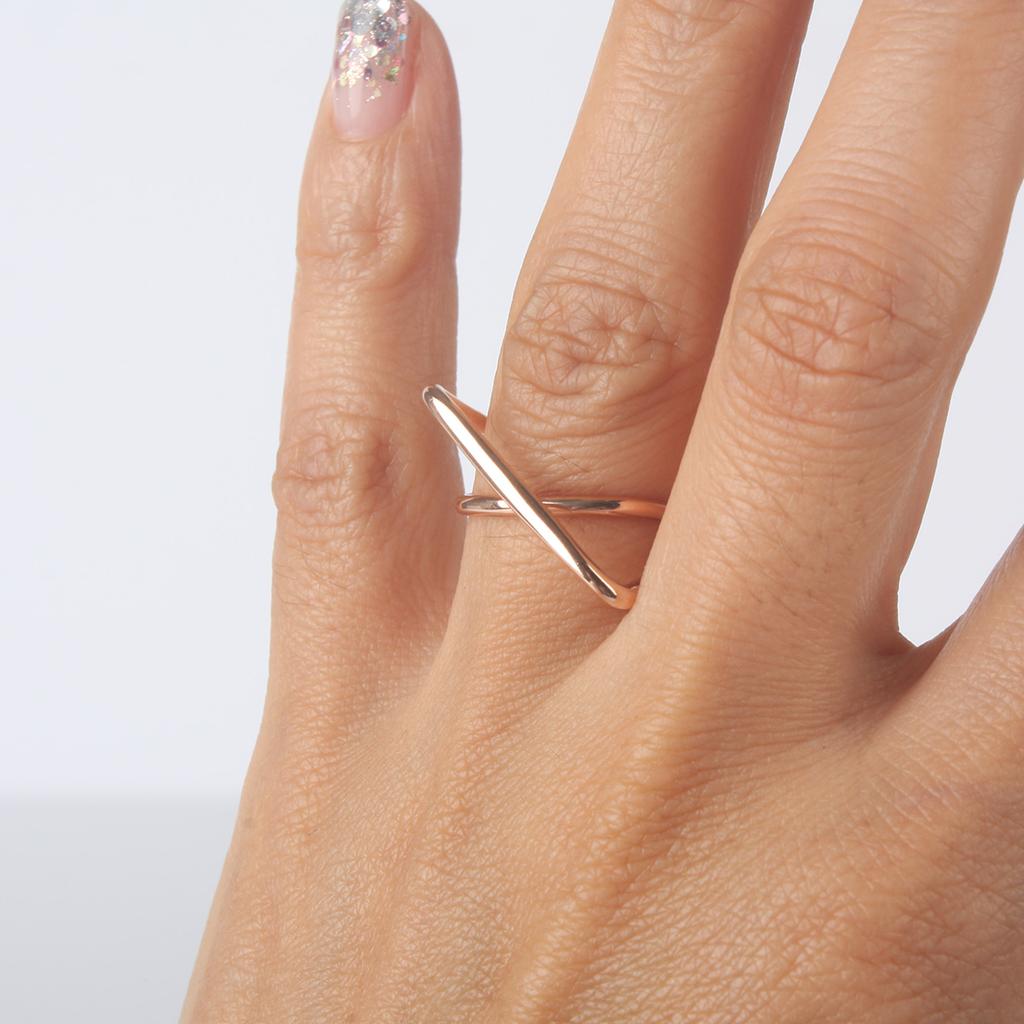 Mezmic White Magic Geometric Double Gold Ring