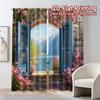 2pcs, 2D FLAT PRINTING Curtains (Without Rod) Blossom View Contemporary Popular Curtains Versatile Polyester Curtains