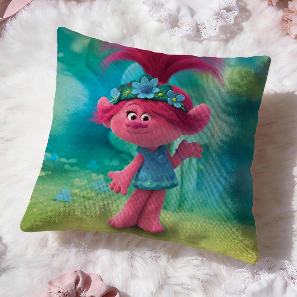 Trolls cute Cushion Cover Premium Comfort Reversible Pillow Cove -Two in One Design for Any Room & Car Interior