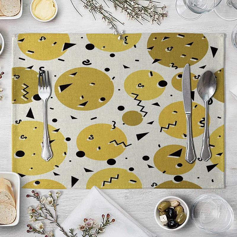 

Striped Linen Placemats Bowls and Cups Kitchen Placemats Dinner Bowls and Coasters Home Decoration 30cmx45cm 2pcs 30x45cm
