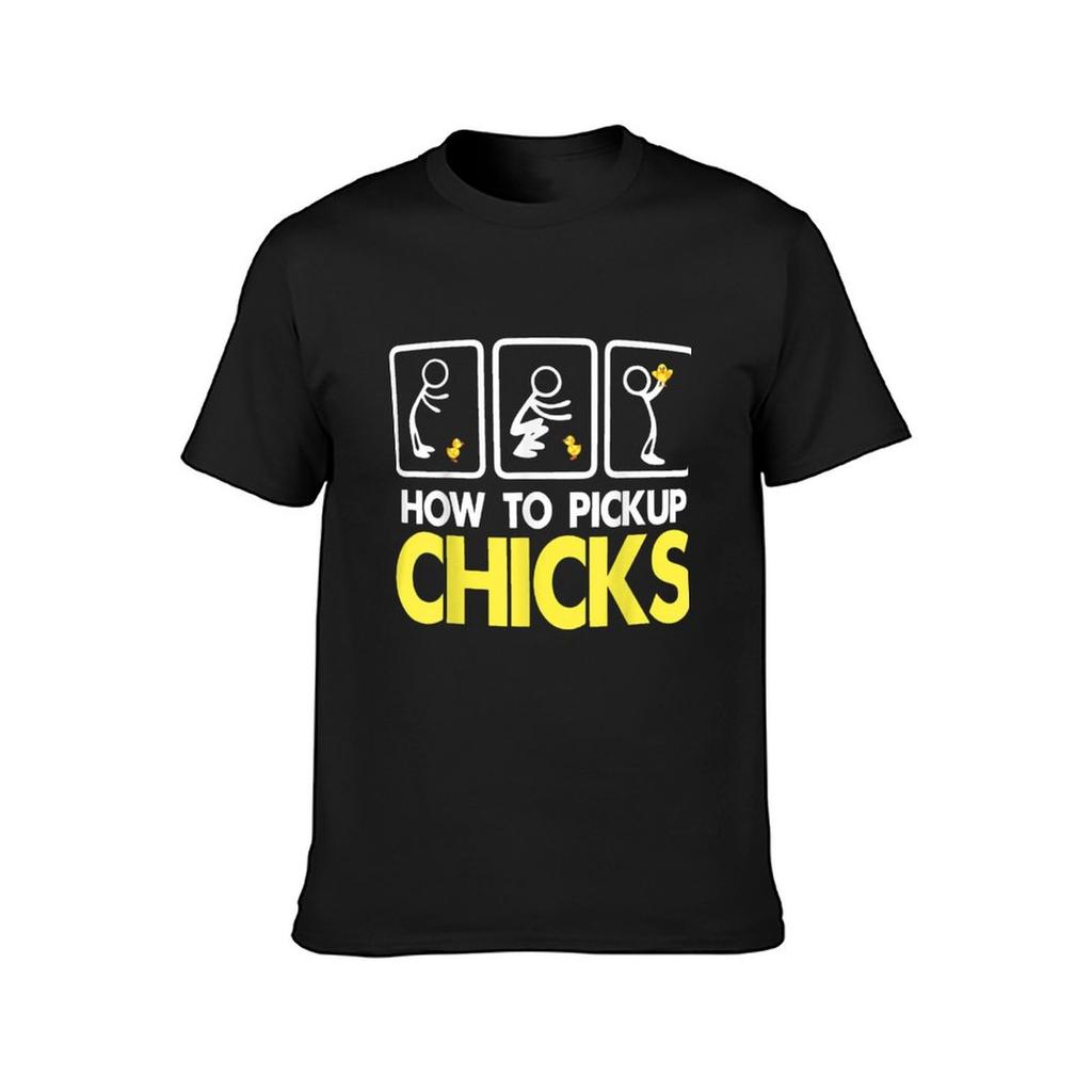 How To Pick Up Chicks T-Shirt Plus Sizes Vintage Graphics Aesthetic Clothing Short Sleeve Tee Men