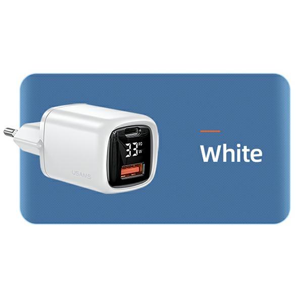 Usams Ład. Siec. 1Xusb-C+1Xusb T46 33W(Only Head) Pd3.0 +Qc3.0 Fast Charging Biały/White Cc152Tc02 (Us-Cc152)