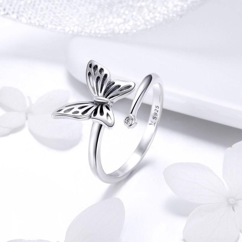 Adjustable Sterling Butterfly Ring Women Men Vintage Geometric Animal Jewelry 2025 Collection